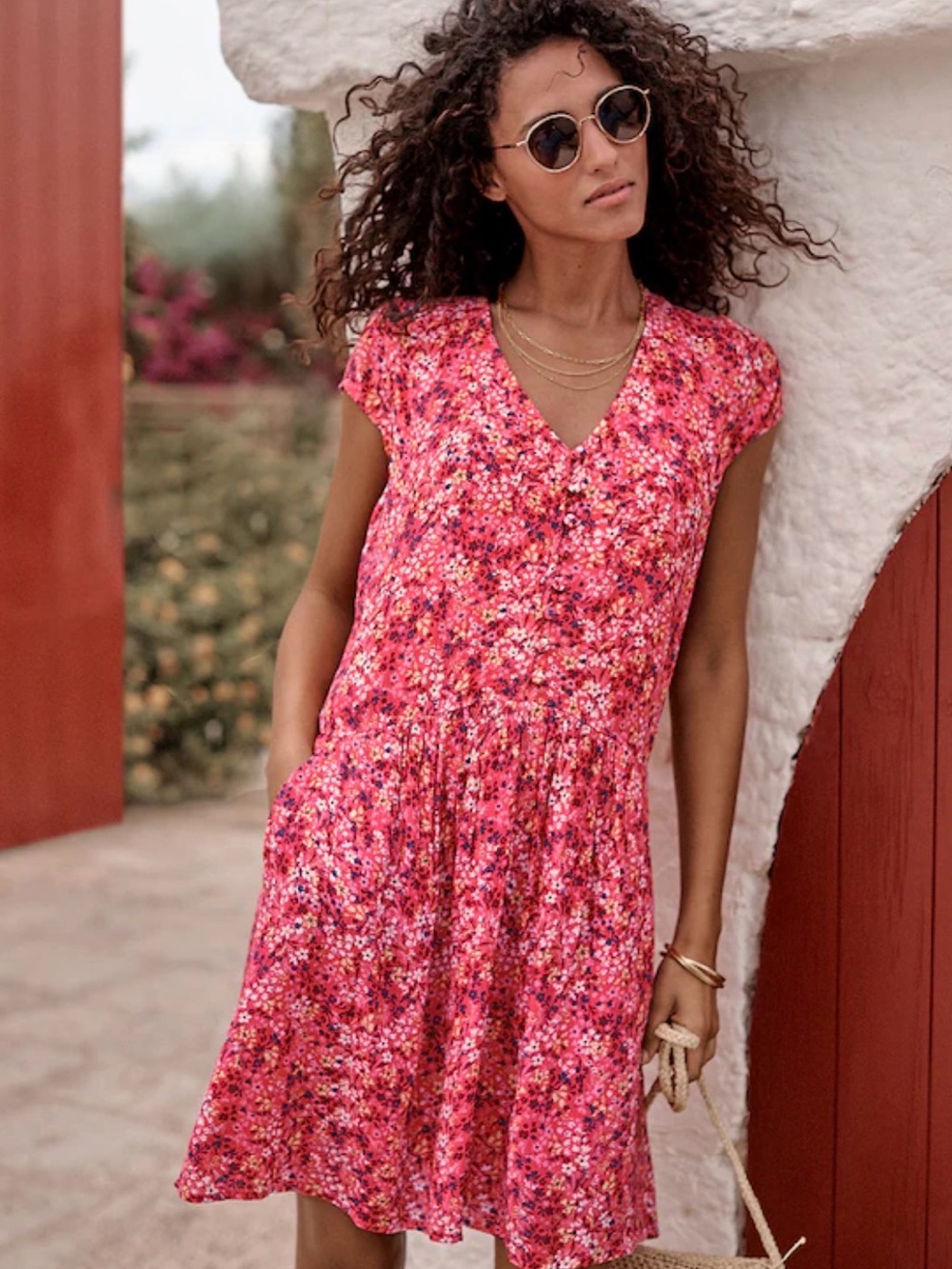 Garnet Hill Pink Marina Crepe Dress